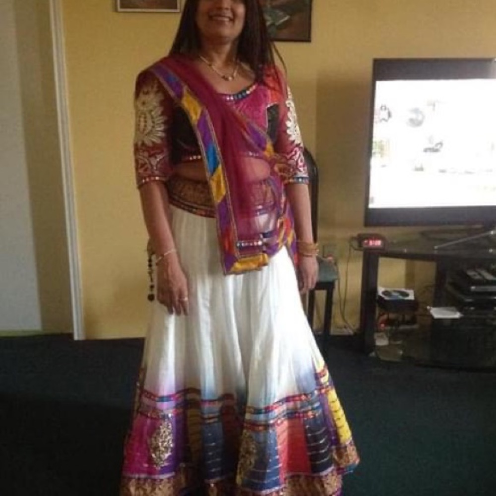 Elegant White and Multicolor Maxi Skirt